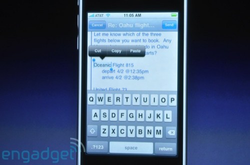 在生字上用手指雙擊兩下，便會出現「Copy」、「Cut」及「Paste」選項。