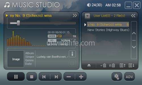 《Music Studio》為內建的音樂播放軟件。 《Music Studio》為內建的音樂播放軟件。