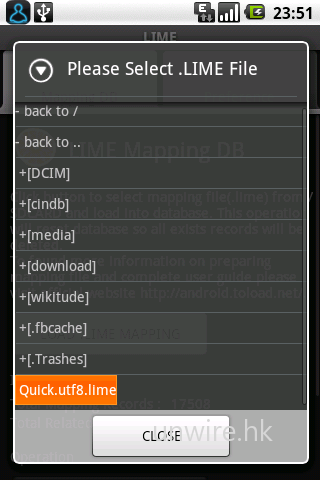 Select .LIME file Select .LIME file