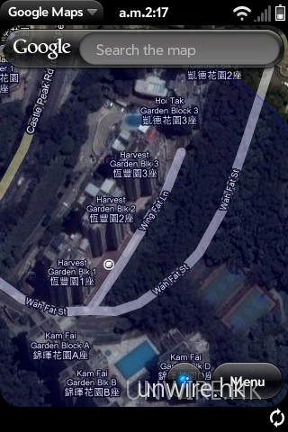 畫面便會由地圖模式轉為衛星俯瞰瀏覽模式。 畫面便會由地圖模式轉為衛星俯瞰瀏覽模式。