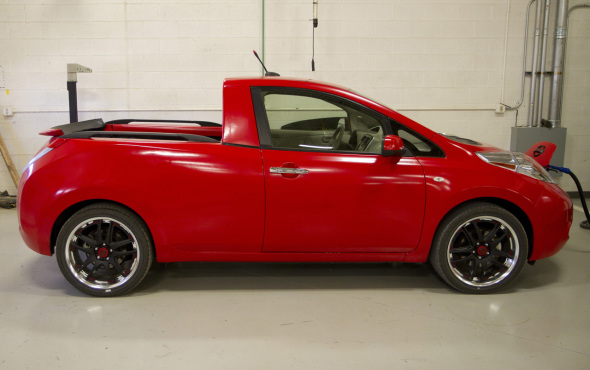 Nissan engineers marry a LEAF to a Frontier for use around the s