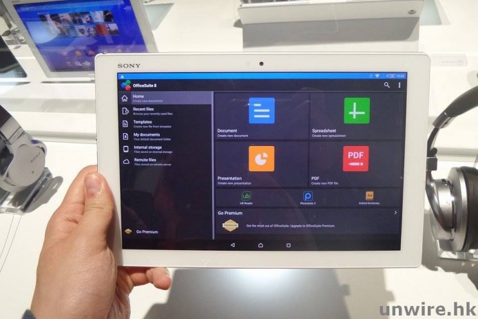 跟其他 Sony 平板一樣，Z4 Tablet 亦有內建 OfficeSuite，方便瀏覽及編輯 Office 檔案。