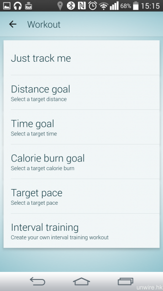 用戶亦可在 app 中設定各種運動目標，例如距離、時間、總卡路里消耗等等。