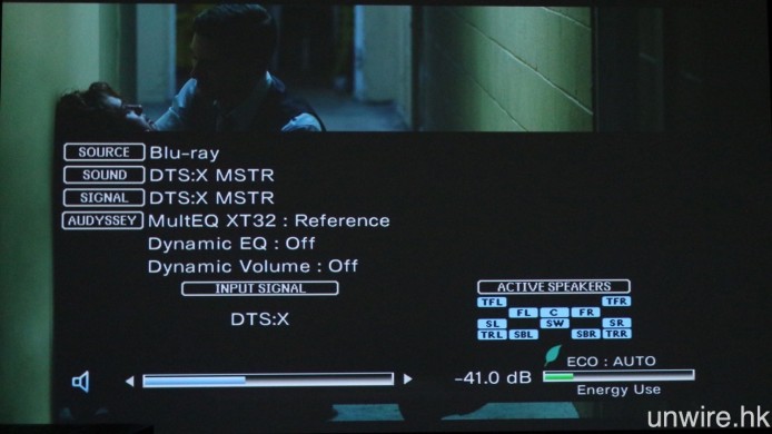 ▲ 有圖有真相，從擴音機中的「Info」選單中可以得知，接收的訊號真的是 DTS:X。