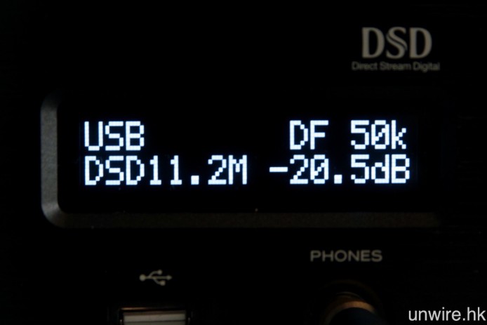 USB-DAC 功能最高支援 32bit/384kHz PCM 及 11.2MHz DSD 訊號。