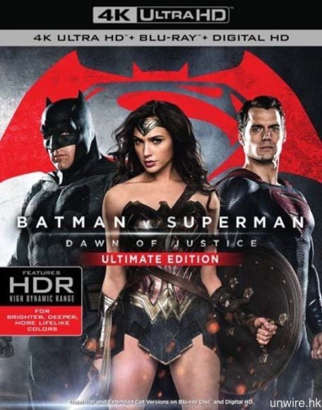 繼《死侍：不死現身》，《蝙蝠俠對超人：正義曙光》亦將會推出行版 4K UHD BD。