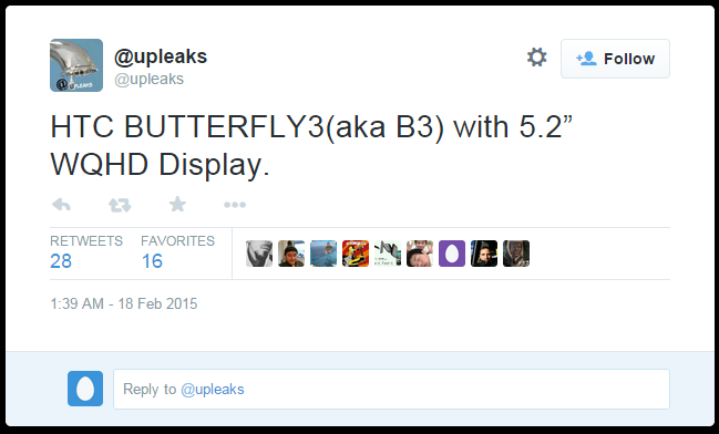 終肯加大 + 2K 芒！傳聞 HTC Butterfly 3 將內建 5.2 吋熒幕