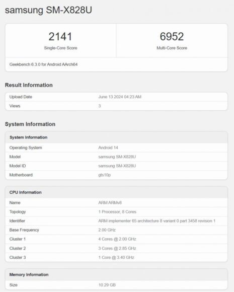 Geekbench result